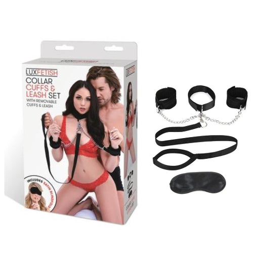Lux Fetish Collar Cuffs & Leash Set