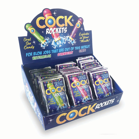 Little Genie | Cock Rockets Counter Display - Flavoured Oral Sex Candy - Counter Display of 36