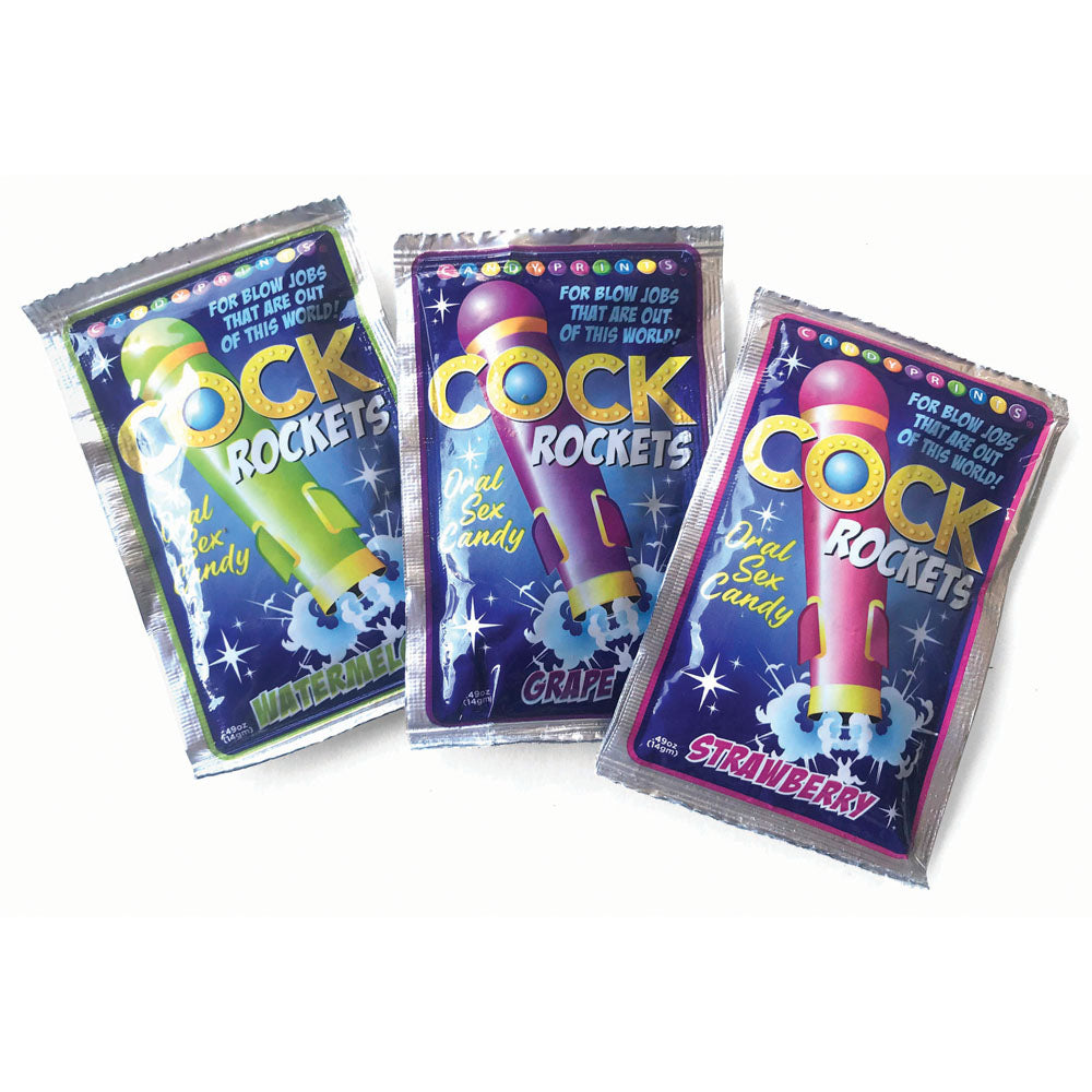 Little Genie | Cock Rockets Counter Display - Flavoured Oral Sex Candy - Counter Display of 36