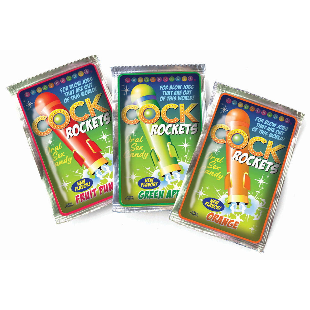 Little Genie | Cock Rockets Tropical Counter Display - Flavoured Oral Sex Candy - Counter Display of 36