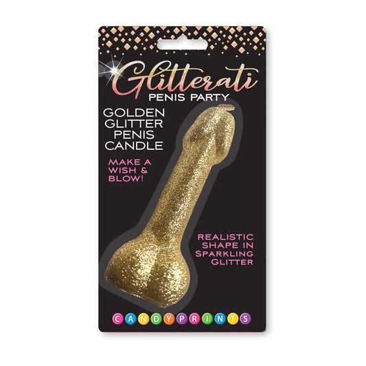 Little Genie | Glitterati Gold Glitter Penis Candle - Gold 10cm Penis Party Candle