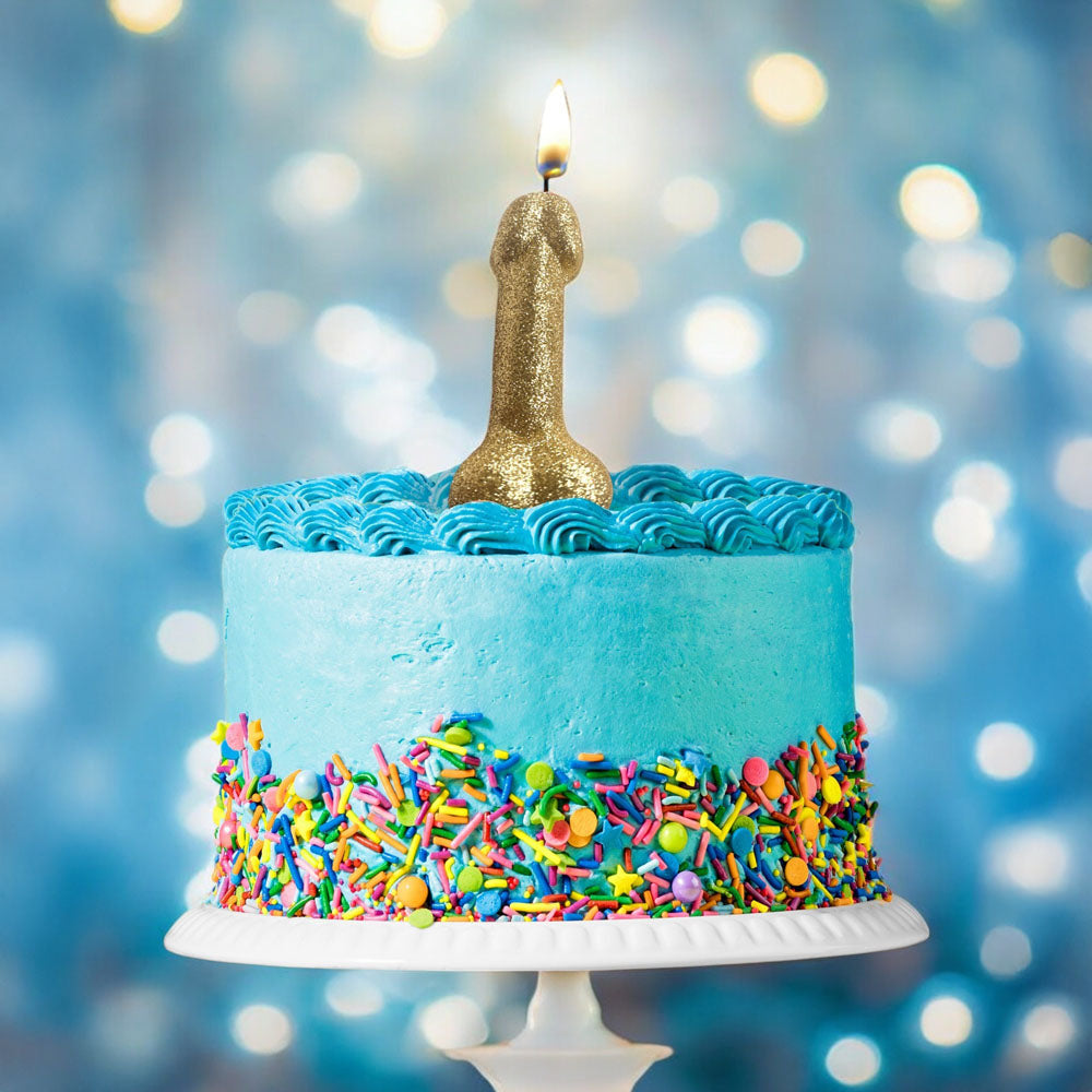 Little Genie | Glitterati Gold Glitter Penis Candle - Gold 10cm Penis Party Candle