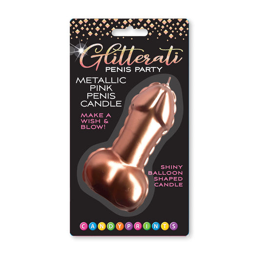 Little Genie | Glitterati Metallic Pink Penis Candle - Rose Gold 10cm Penis Party Candle