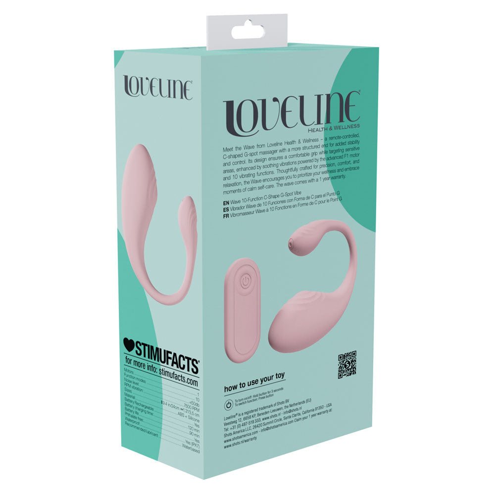 LOVELINE Wave - Pink C-Shaped G-Spot Massager Vibrator with Remote