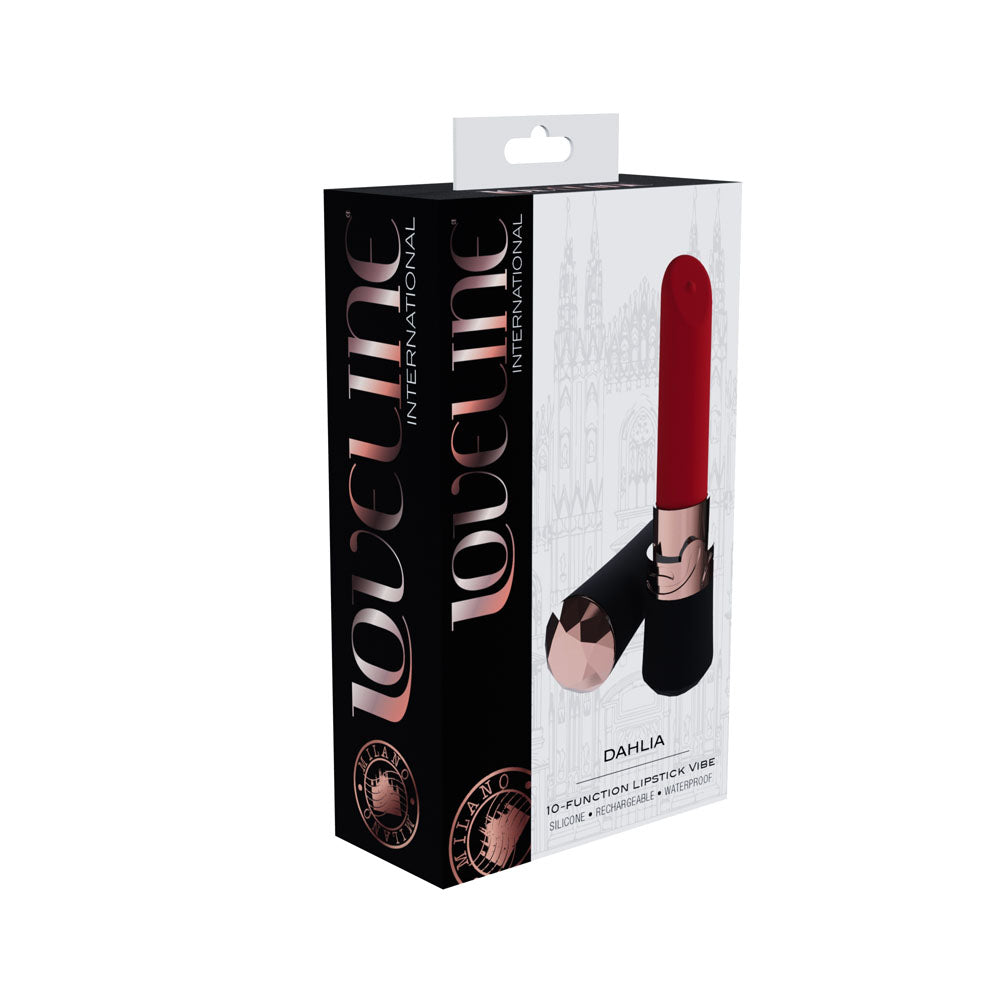 LOVELINE Dahlia - Black/Red 12.5cm Lipstick Vibrator