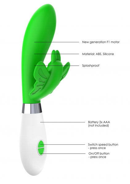 Shots Toys | Lumo Alexios Ultra Soft Silicone 10 Speeds Rabbit Vibrator Green