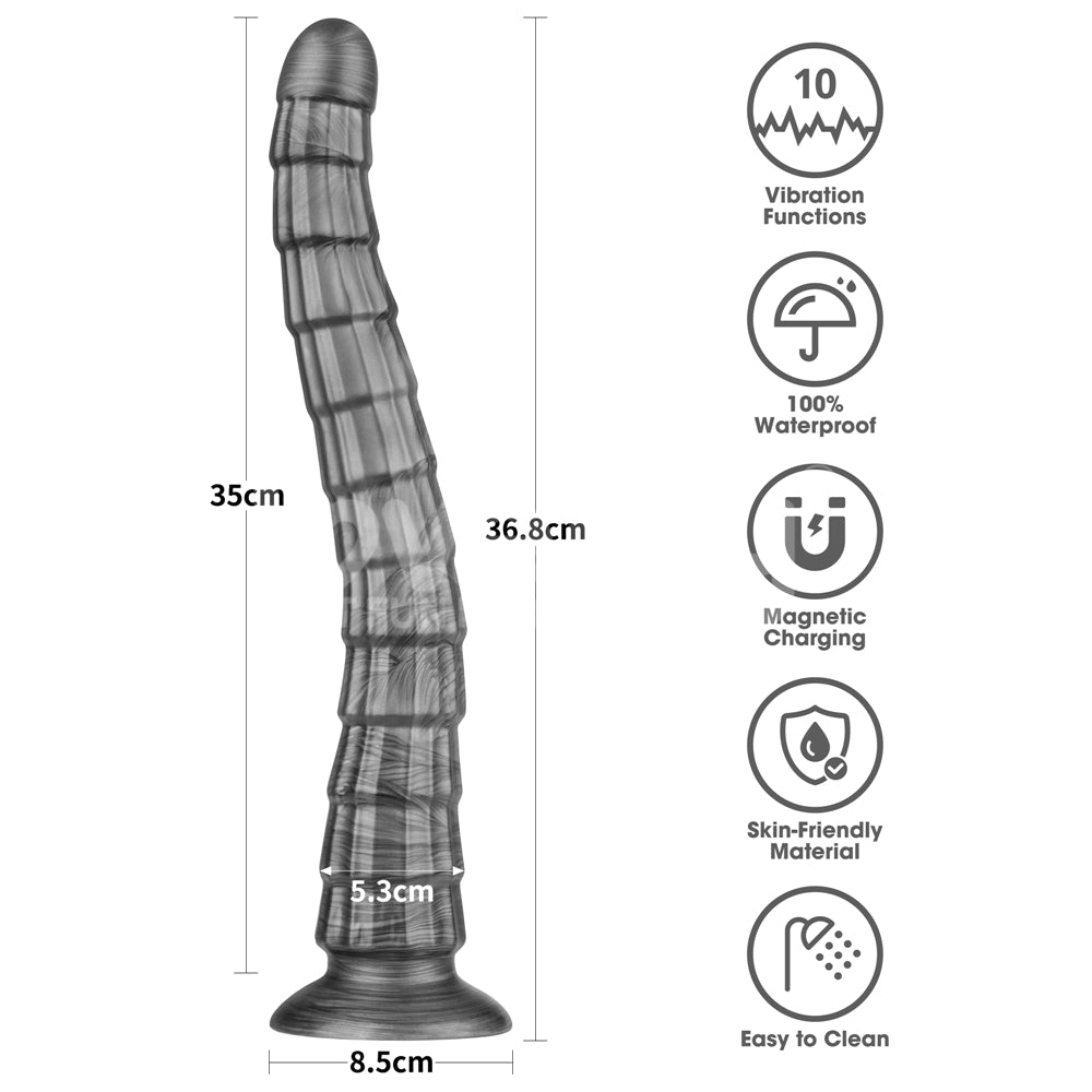 Lovetoy | King Sized Vibrating Vibrax Slider Grey 36.8cm (14.5") Dildo