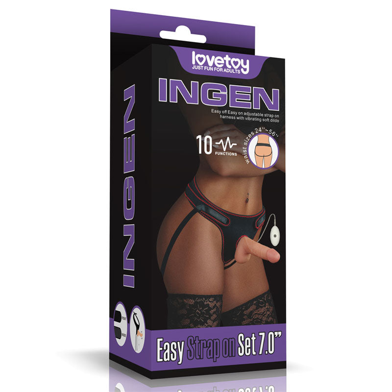 Lovetoy Ingen Vibrating Easy Strap-On Set - Flesh 17.8cm (7") Vibrating Strap-On