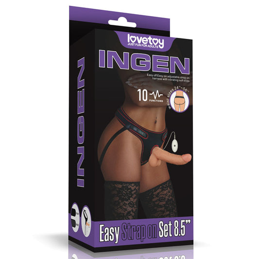 Lovetoy Ingen Vibrating Easy Strap-On Set - Flesh 21.6cm (8.5") Vibrating Strap-On