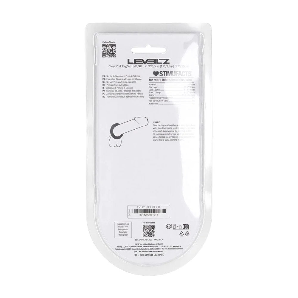 Shots Toys | LEVELZ Classic Silicone Cock Ring Set - L/XL/XXL