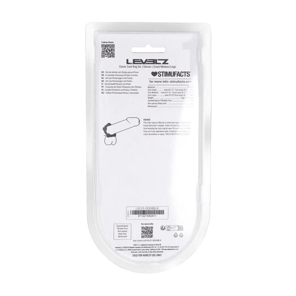 Shots Toys | LEVELZ Beaded Silicone Cock Ring Set of 3 - Black