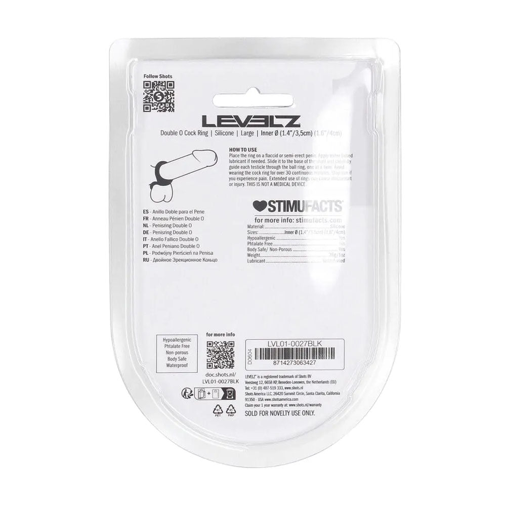Shots Toys | LEVELZ Double O Silicone Cock Ring - L - Black