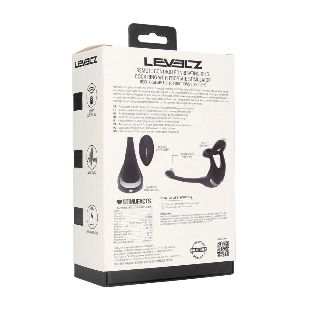 Shots Toys | LEVELZ Remote Controlled Vibrating TriO Cock Ring with Prostate Stimulator