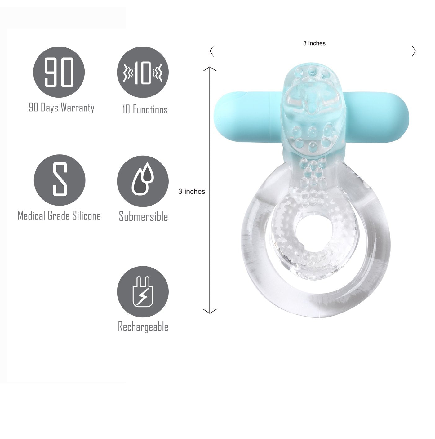 Maia Toys | Maia Jayden - Clear/Blue Vibrating Cock & Ball Rings