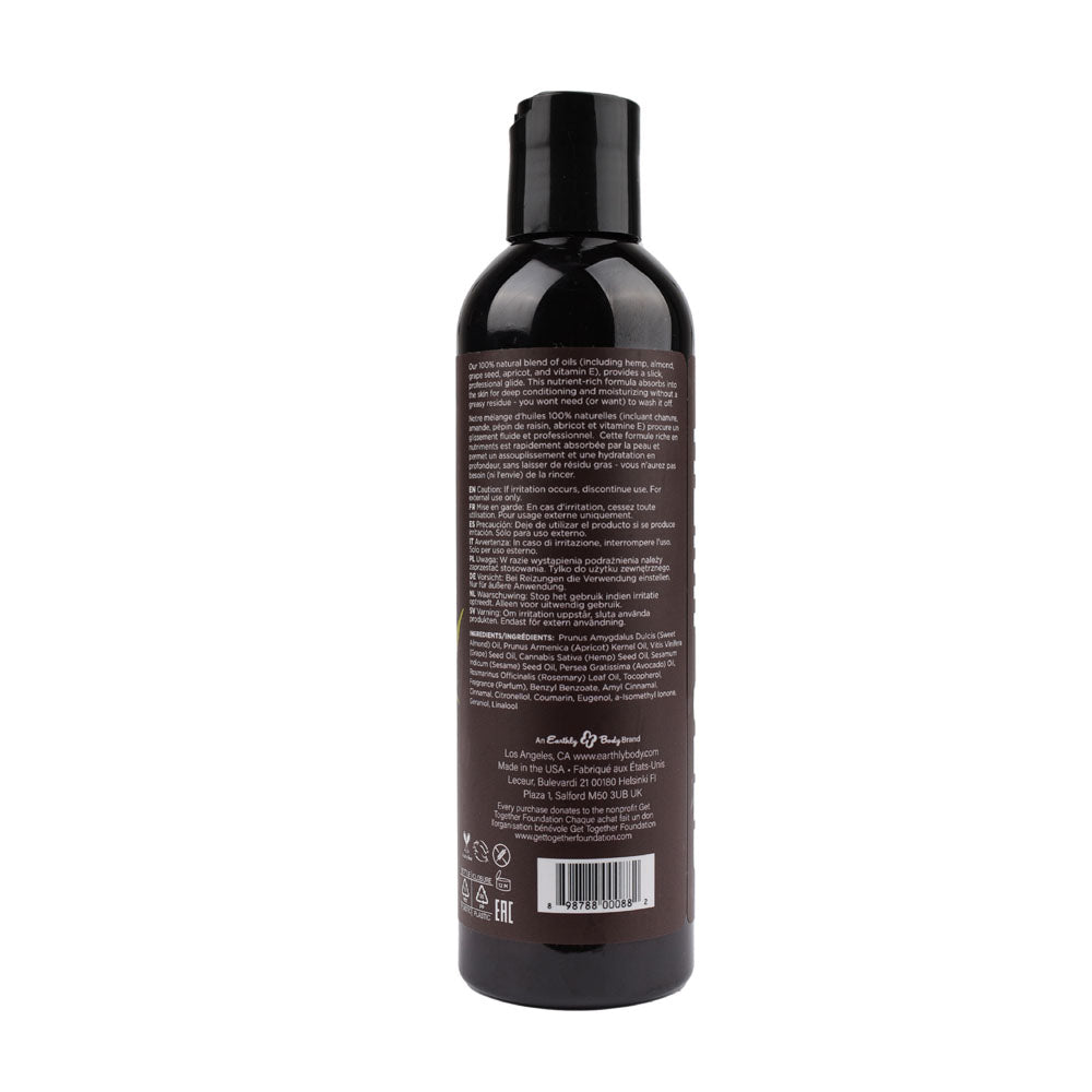 Earthly Body Hemp Seed Massage & Body Oil Nag Champa (East Indian Incense) 237ml