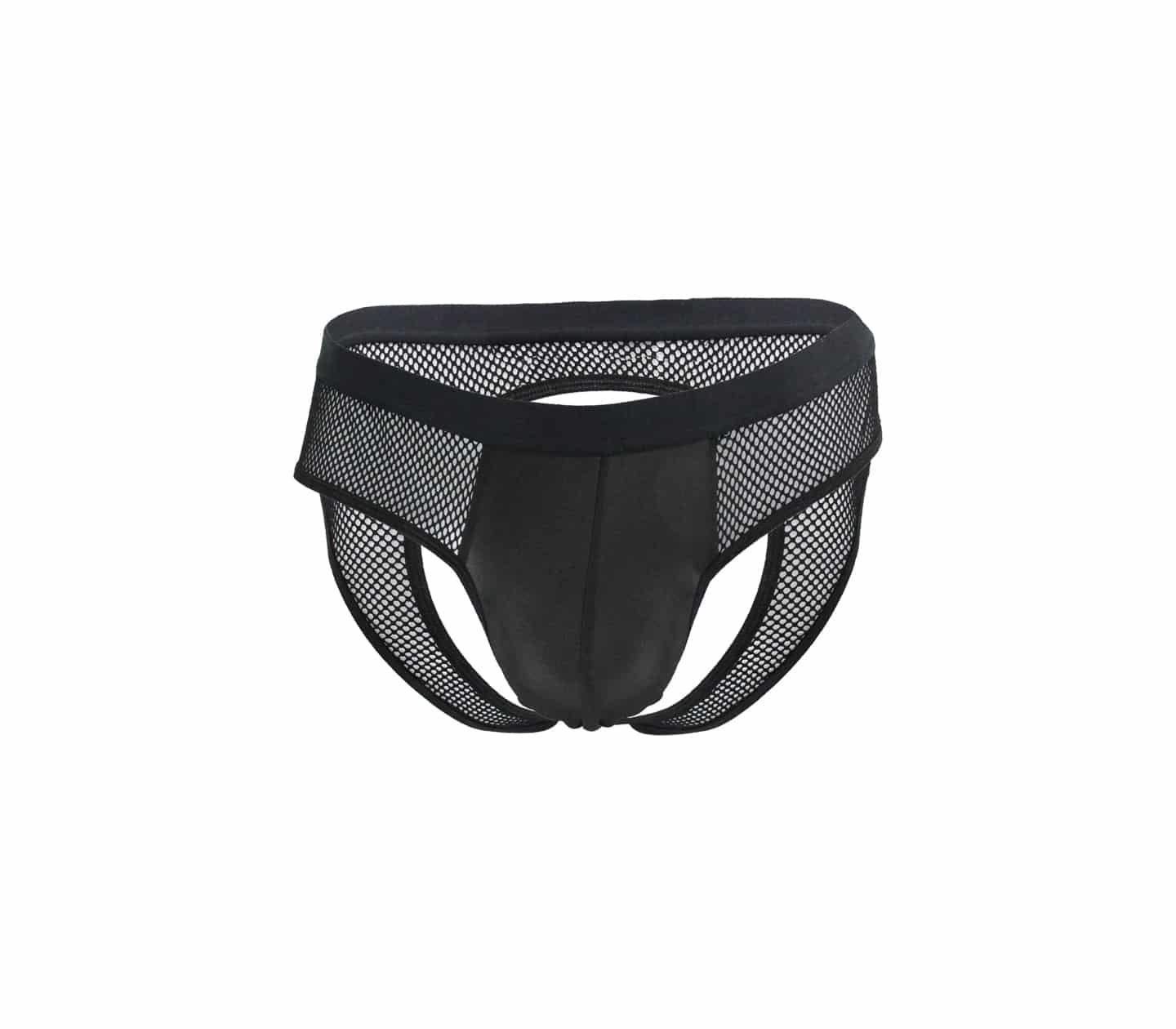 Love In Leather Mens Jock-strap Underwear With Mesh Side Panels Black Size S/M or L/XL