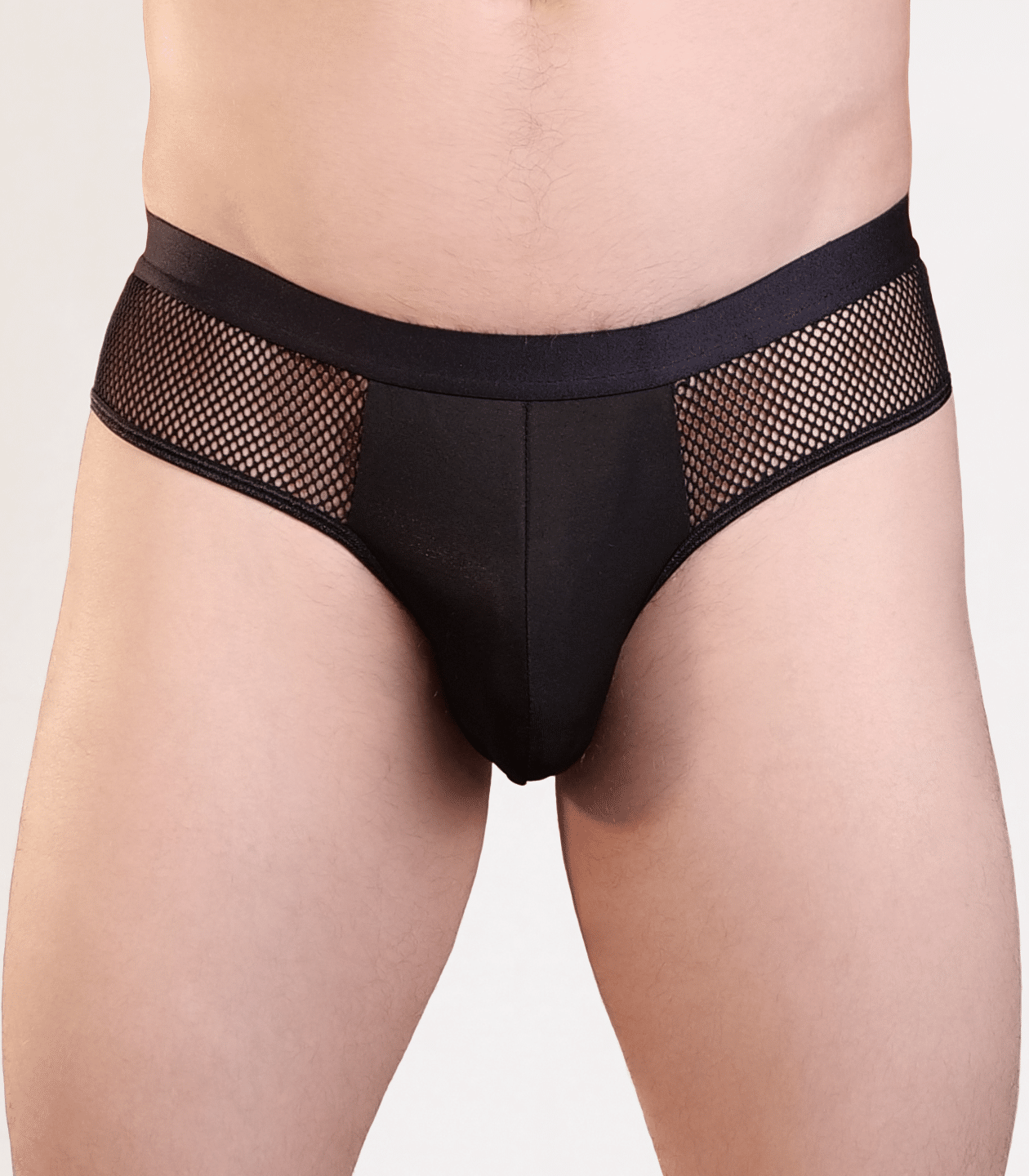 Love In Leather Mens Jock-strap Underwear With Mesh Side Panels Black Size S/M or L/XL