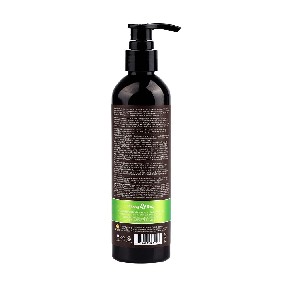Earthly Body Hemp Seed Massage Lotion - Naked In The Woods (White Tea & Ginger) 237ml