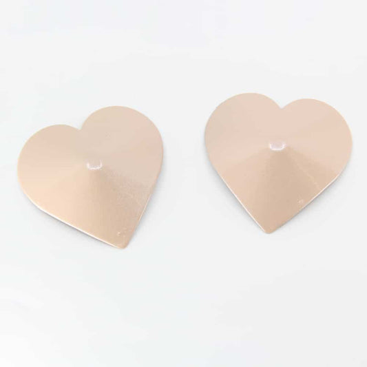 Love In Leather Heart Shape Metal Pasties With Lustre Finish