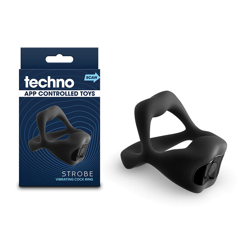 NS Novelties Techno - Strobe - Black Vibrating Cock Ring with App Control