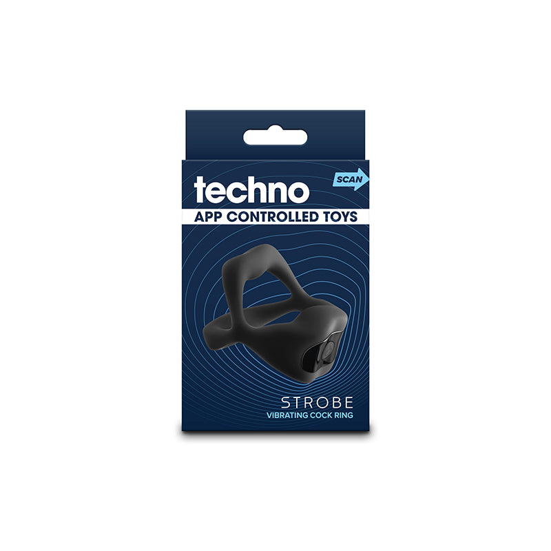 NS Novelties Techno - Strobe - Black Vibrating Cock Ring with App Control