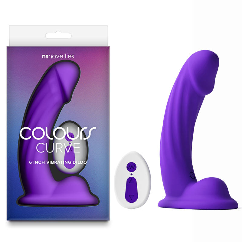 NS Novelties | Colours Curve - 6" Vibrating Dildo with Remote - Purple