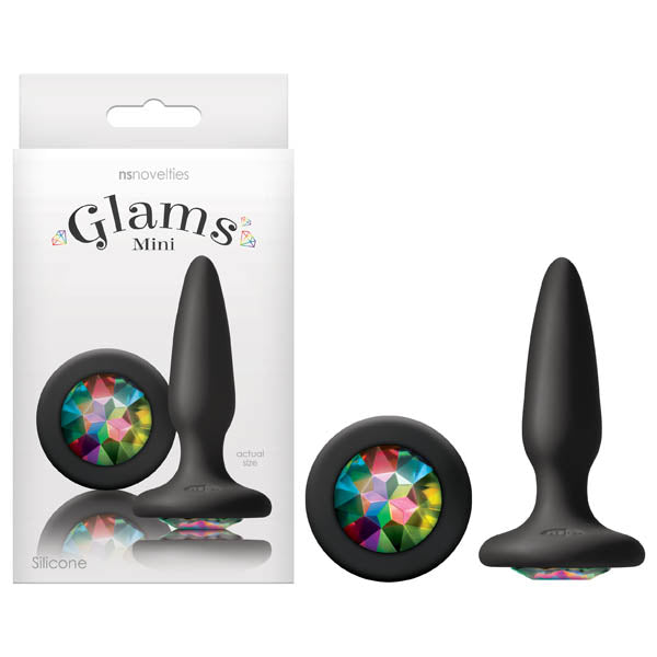 NS Novelties | Glams Mini - Black 8.4cm (3.3") Butt Plug with Sparkling Gem