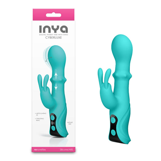 NS Novelties INYA Cyberluxe - Aqua 18cm Rabbit Vibrator with Sliding Ring Shaft