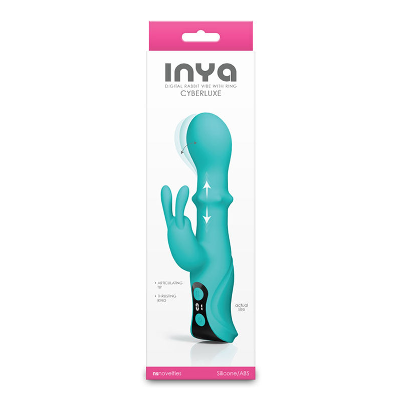 NS Novelties INYA Cyberluxe - Aqua 18cm Rabbit Vibrator with Sliding Ring Shaft