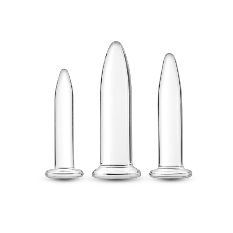 NS Novelties Crystal - 3pc Trainer Kit - Clear Glass Anal Plugs - Set of 3 Sizes