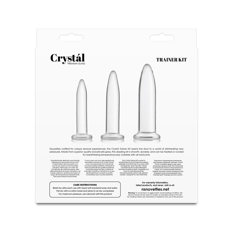 NS Novelties Crystal - 3pc Trainer Kit - Clear Glass Anal Plugs - Set of 3 Sizes