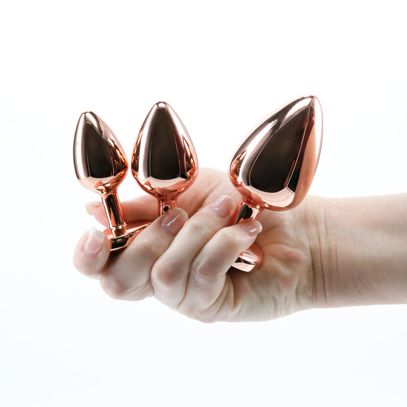 NS Novelties | Rear Assets Trainer Kit - Rose Gold Metallic Butt Plugs with Pink Gems - Set of 3 Sizes