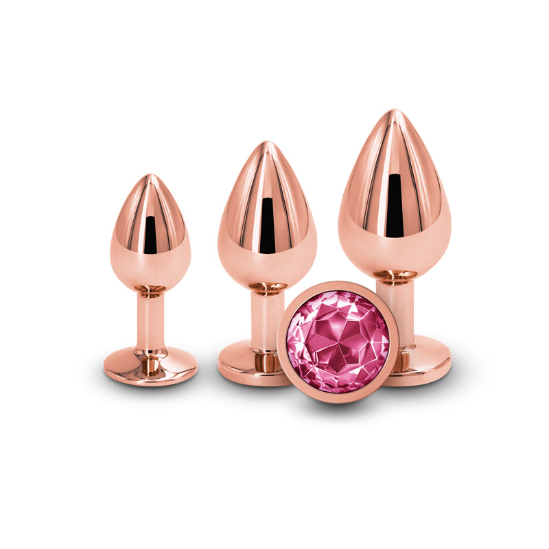 NS Novelties | Rear Assets Trainer Kit - Rose Gold Metallic Butt Plugs with Pink Gems - Set of 3 Sizes