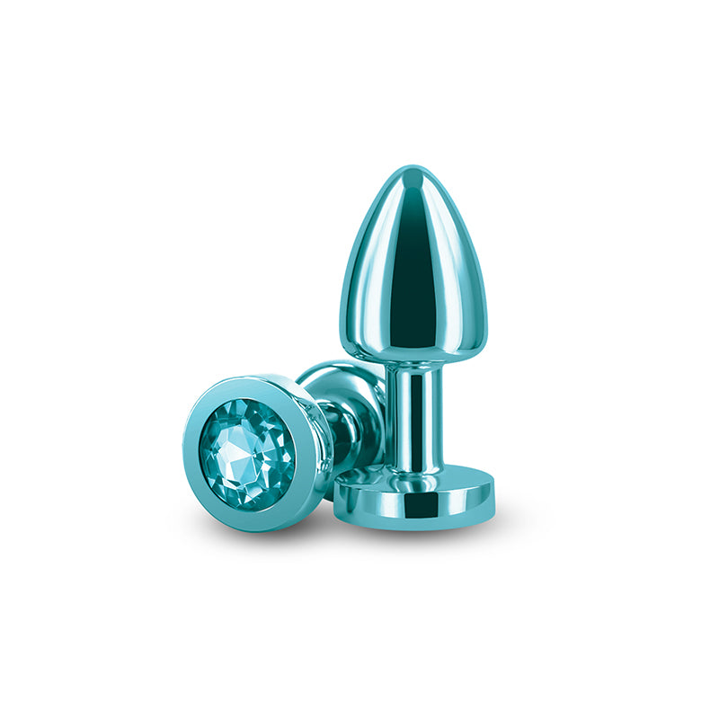 NS Novelties | Rear Assets Petite - Teal 6cm Metal Butt Plug with Teal Round Gem Base