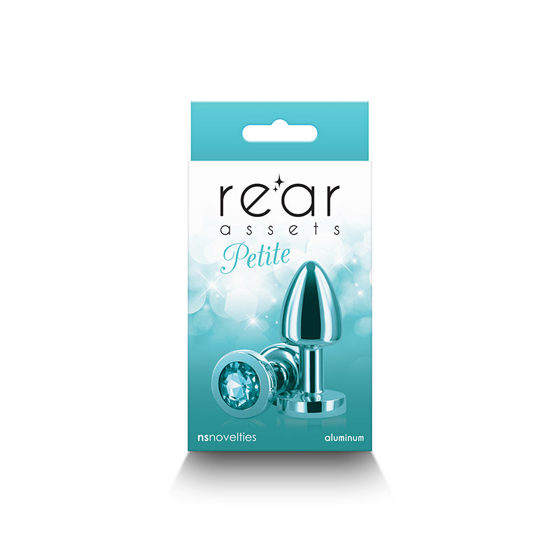 NS Novelties | Rear Assets Petite - Teal 6cm Metal Butt Plug with Teal Round Gem Base