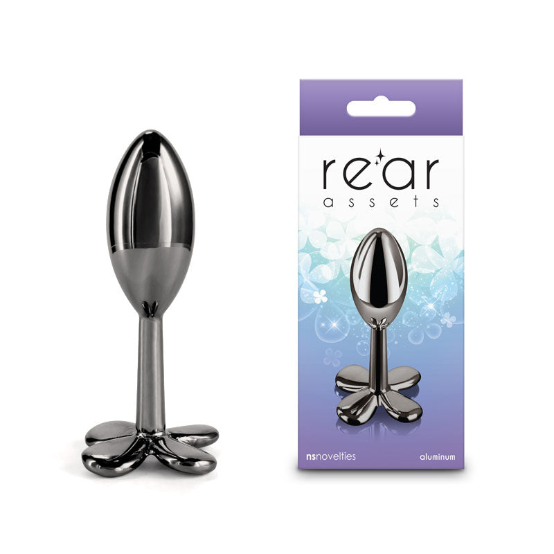 NS Novelties | Rear Assets Clover - Gunmetal 9.2cm Metallic Butt Plug