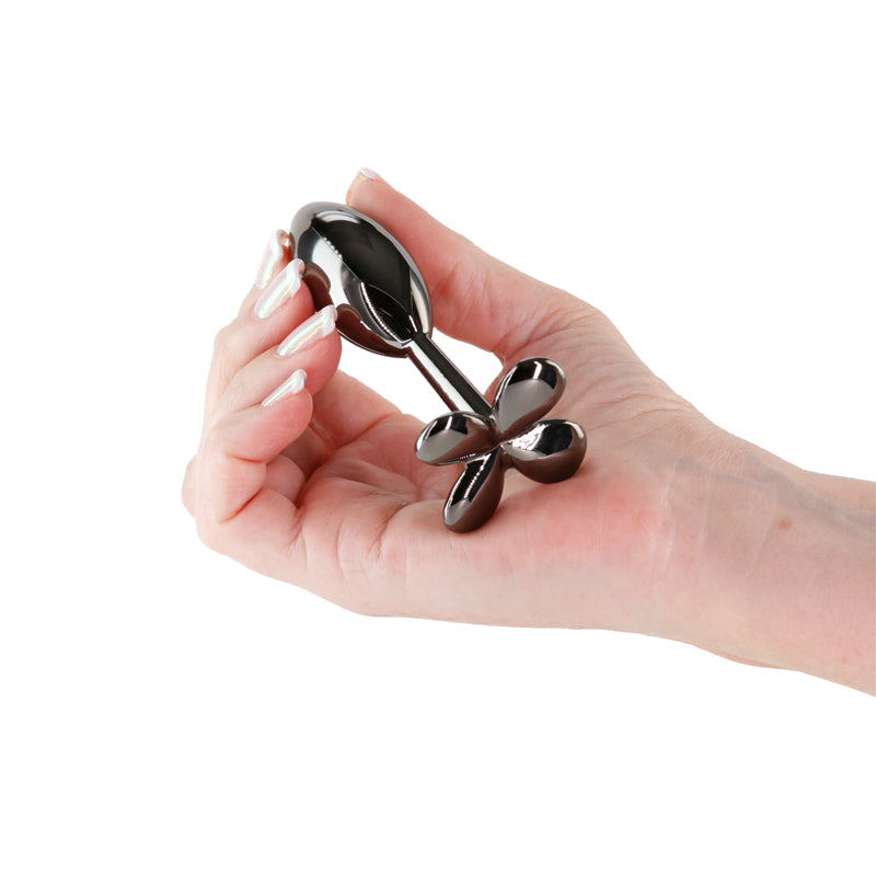 NS Novelties | Rear Assets Clover - Gunmetal 9.2cm Metallic Butt Plug