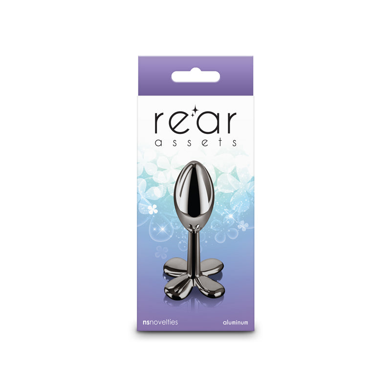 NS Novelties | Rear Assets Clover - Gunmetal 9.2cm Metallic Butt Plug