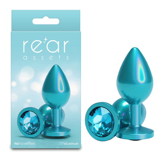 NS Novelties Rear Assets Iridescent - Teal - Champagne 8.2cm Medium Butt Plug
