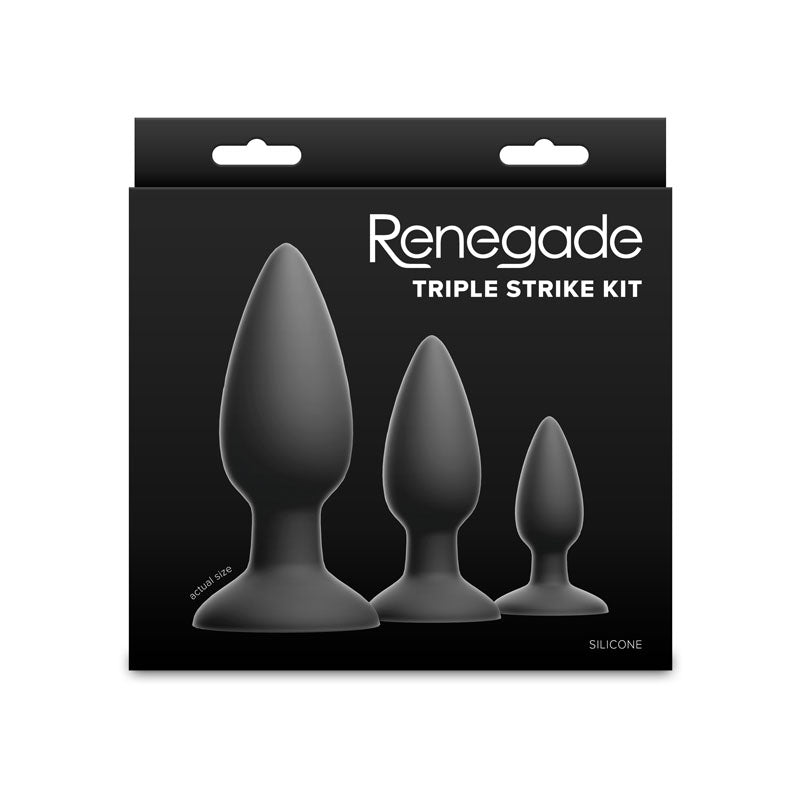 NS Novelties | Renegade Triple Strike Kit - Black Butt Plugs - Set of 3 Sizes