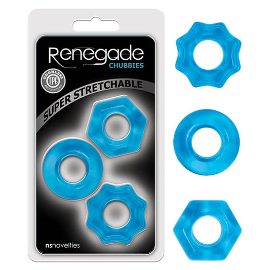 NS Novelties | Renegade Chubbies - Blue Cock Rings - Set of 3