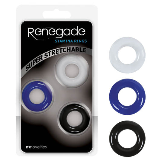 NS Novelties | Renegade Stamina Rings - Coloured Cock Rings - Set of 3