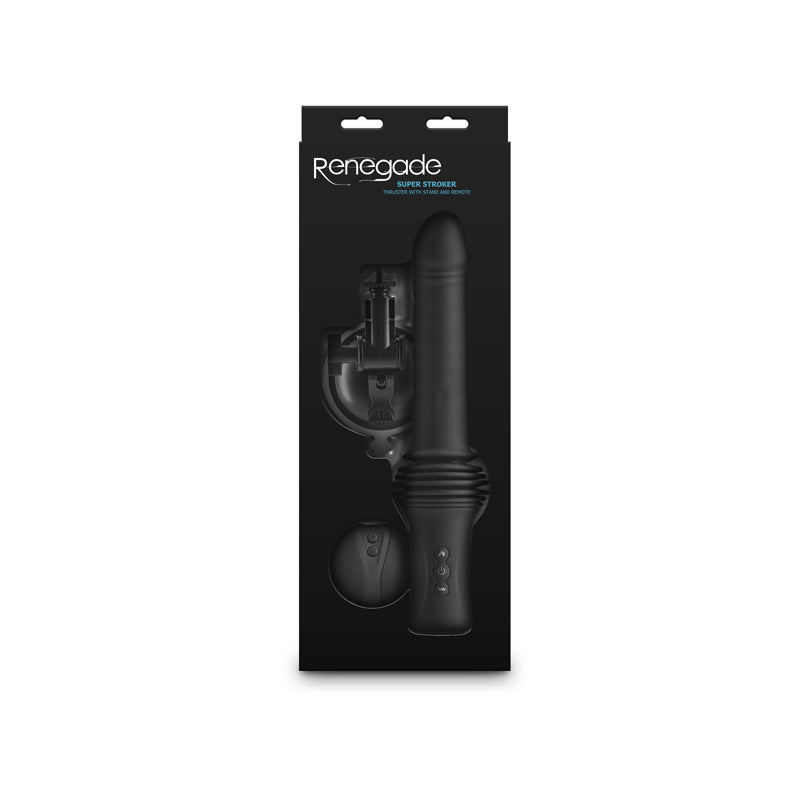 NS Novelties | Renegade Super Stroker - Black 36.8cm Thrusting Vibrator with Remote Control & Stand
