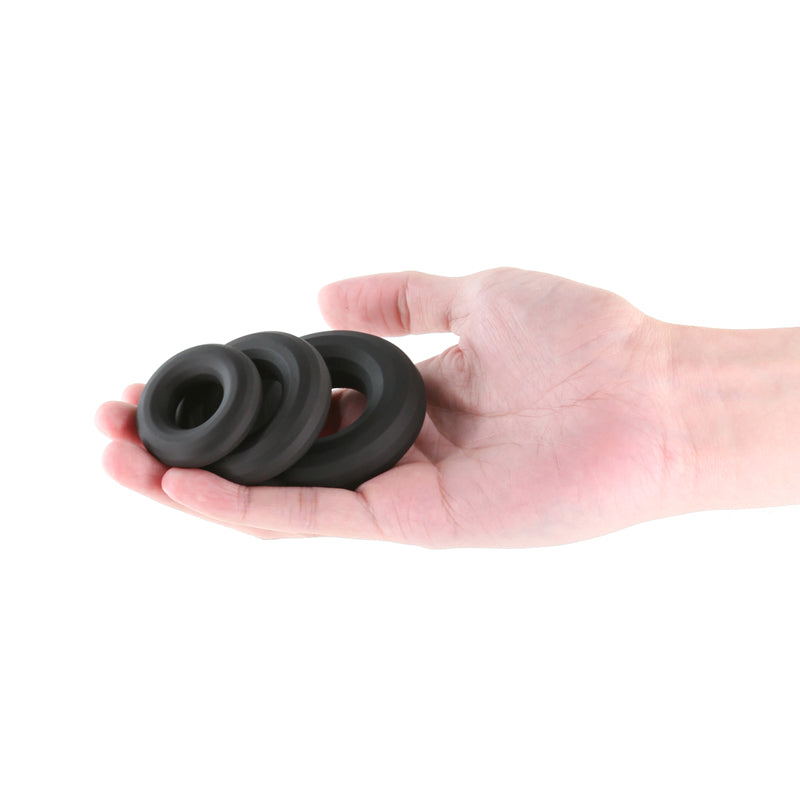 NS Novelties | Renegade 3pc Fireman Rings - Black Cock Rings - Set of 3 Sizes