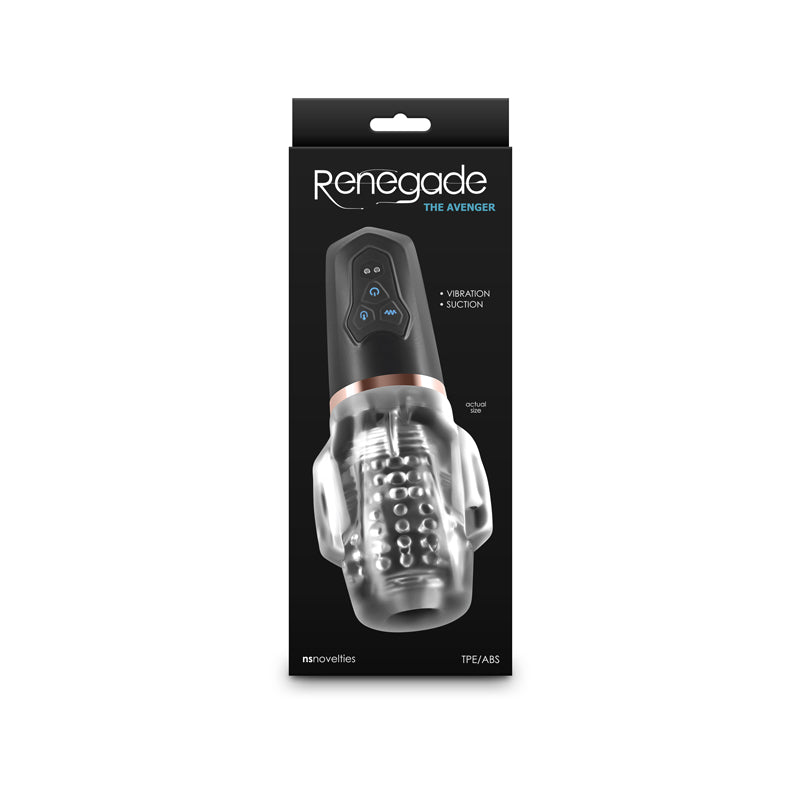 NS Novelties | Renegade Avenger - Clear/Black USB Rechargeable Sucking Masturbator