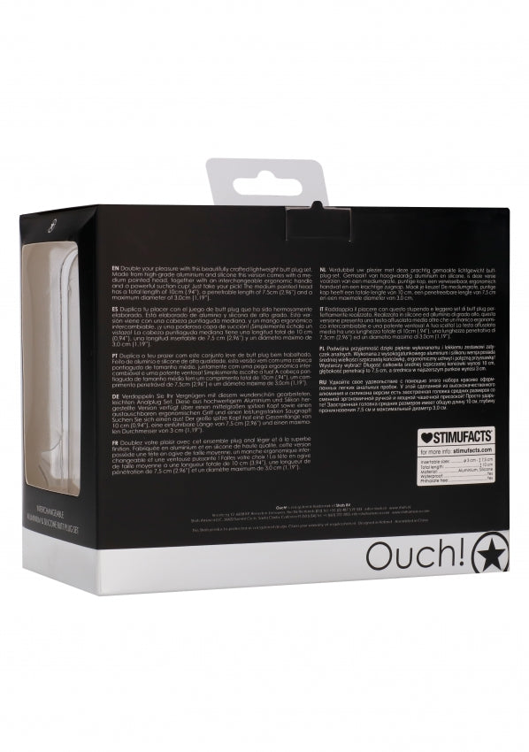 Shots Toys | OUCH! Interchangeable Butt Plug Set - Pointed Medium Black