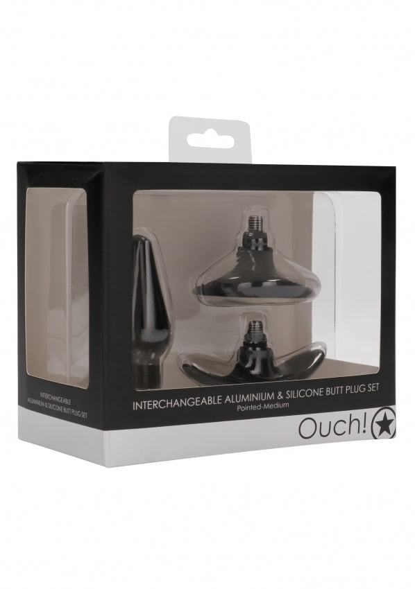 Shots Toys | OUCH! Interchangeable Butt Plug Set - Pointed Medium Black