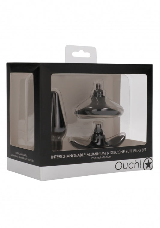 Shots Toys | OUCH! Interchangeable Butt Plug Set - Pointed Medium Black