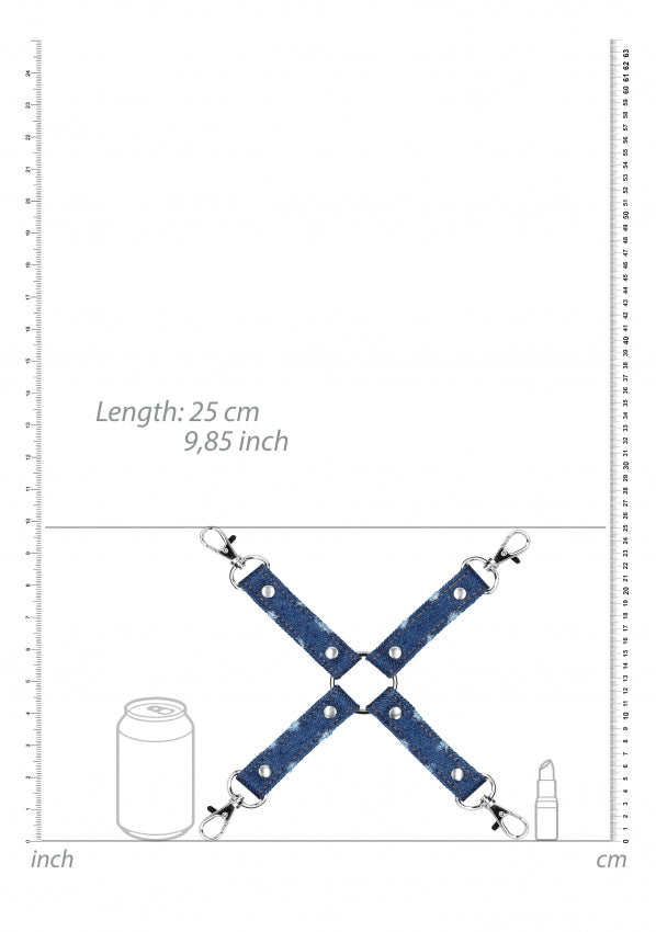 Shots Toys | Ouch! Denim Hog Tie - Roughend Denim Style - Blue