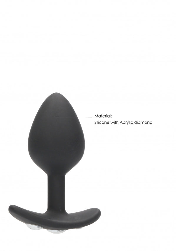 Shots Toys | OUCH! Large Diamond Butt Plug With Handle - Black 8.6 cm Butt Plug with Gem Base